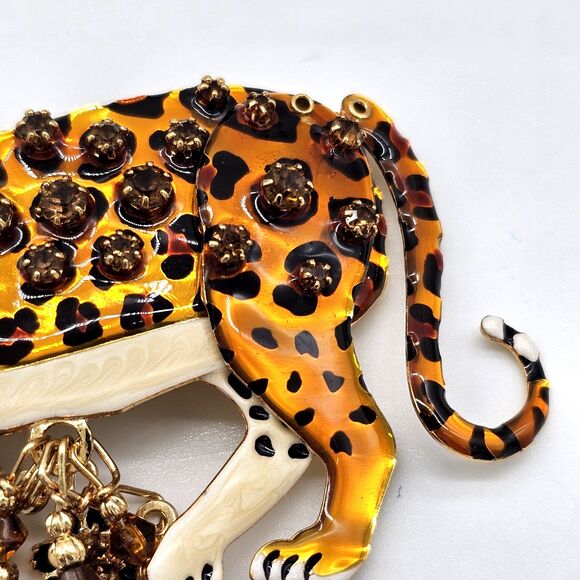 Lunch at the Ritz Leopard Brooch Vtg RARE LATR 2 Go Articulated Pendant Pin - Picture 5 of 11